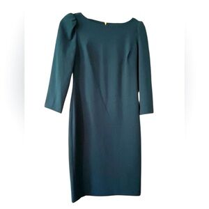 Women’s Calvin Klein Teal Blue Sheath Dress 3/4 Sleeves Boat Neck Size 8.
